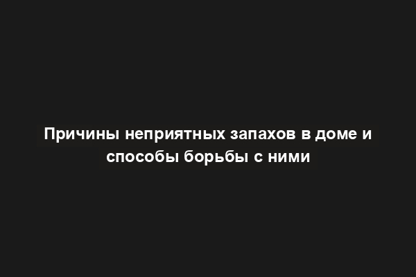 Причины неприятных запахов в доме и способы борьбы с ними